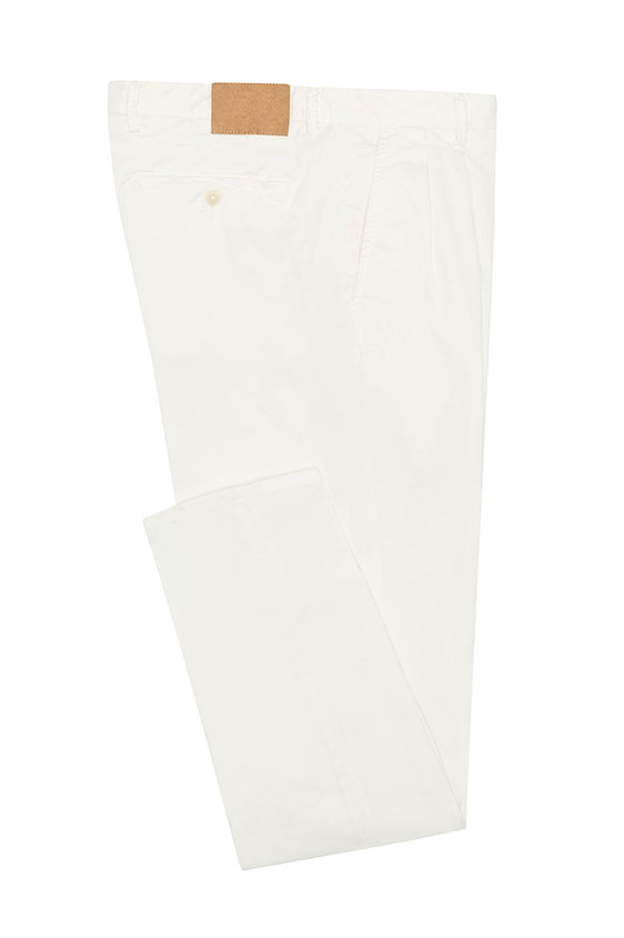 Off-white garment-dyed stretch fine twill chinos