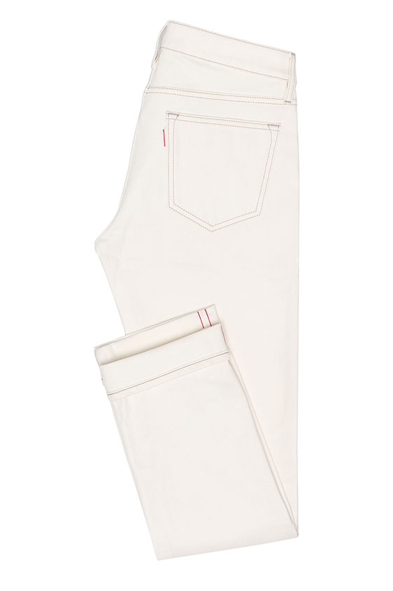White selvedge stretch jeans