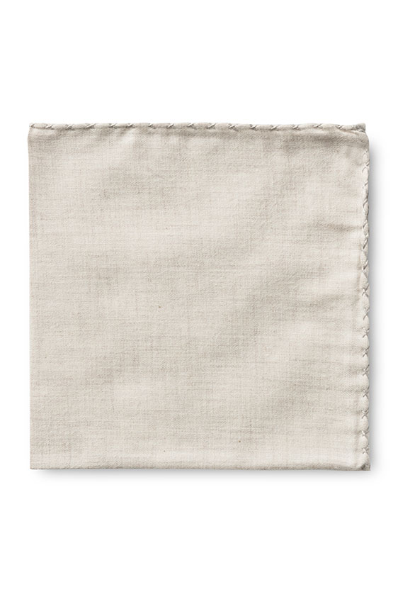 Beige flannel – light grey handstitched pocket square