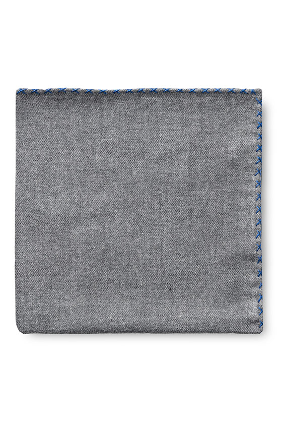 Grey flannel – raf blue handstitched pocket square