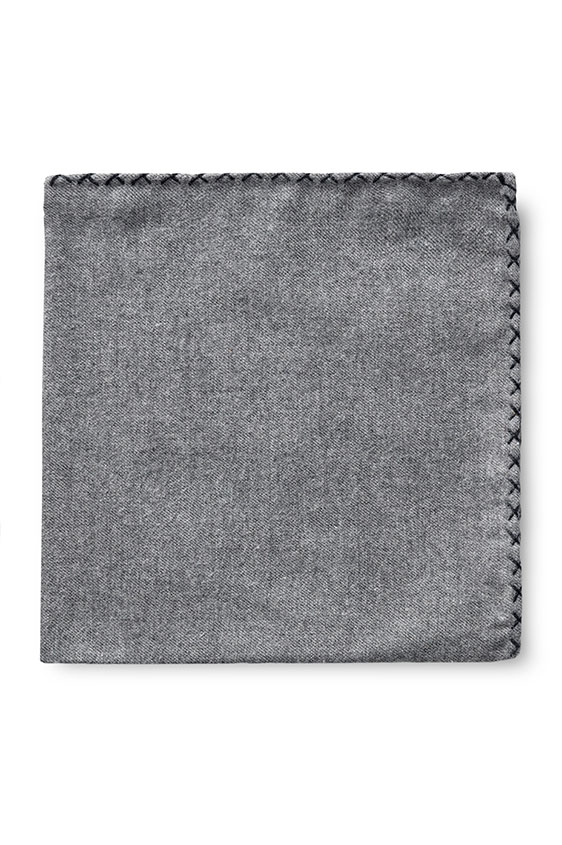 Grey flannel – midnight blue handstitched pocket square