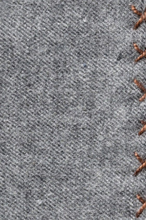 Grey flannel – mid brown handstitched pocket square