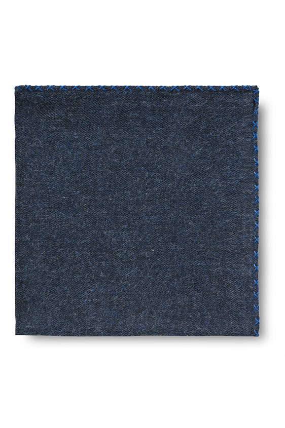 Blue flannel – raf blue handstitched pocket square