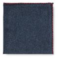 Blue flannel – red handstitched pocket square