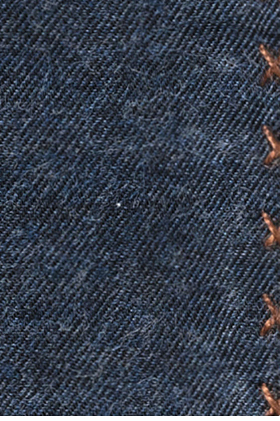 Blue flannel – mid brown handstitched pocket square