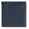 Blue flannel – white handstitched pocket square