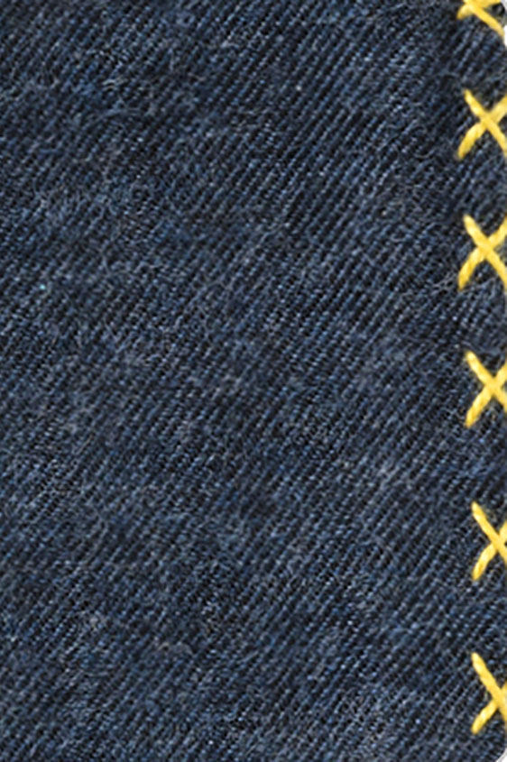 Blue flannel – yellow handstitched pocket square