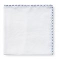 White linen – light blue handstitched pocket square