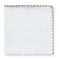 White linen – mid brown handstitched pocket square