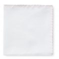 White linen – pale pink handstitched pocket square
