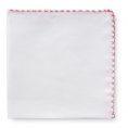 White linen – pink handstitched pocket square