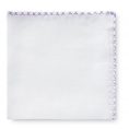 White linen – purple handstitched pocket square