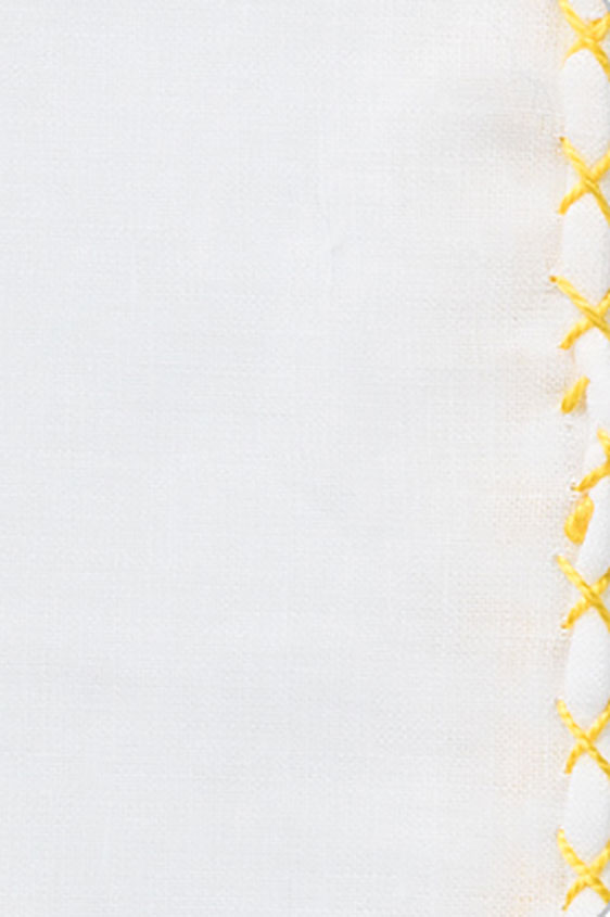 White linen – yellow handstitched pocket square