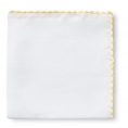 White linen – yellow handstitched pocket square