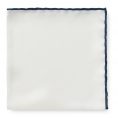 White silk – navy edge pocket square