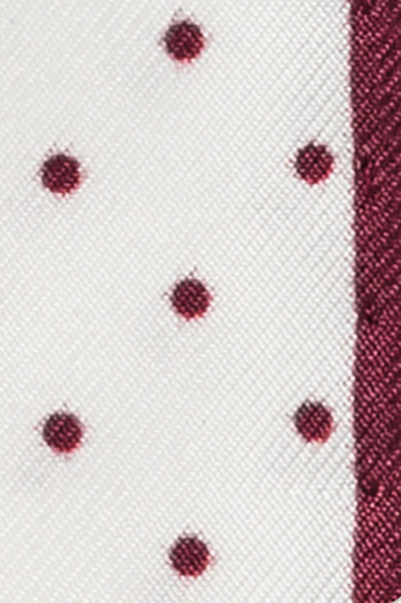 White silk – wine red polka dot pocket square