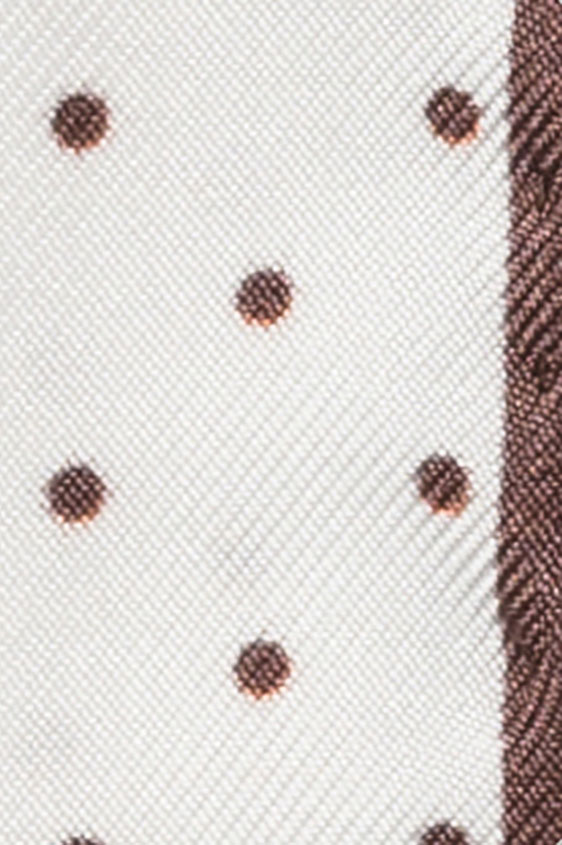 White silk – dark brown polka dot pocket square