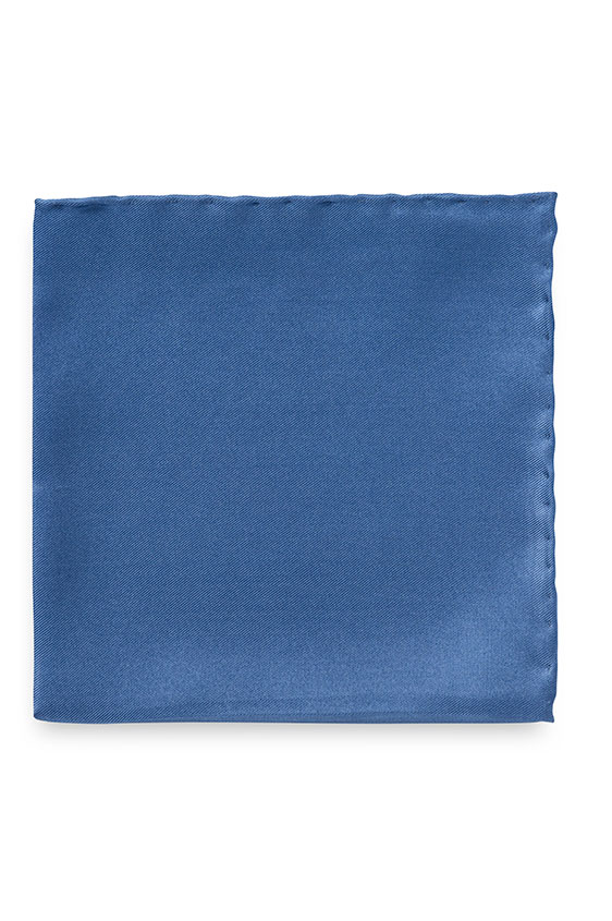 Mid blue silk pocket square