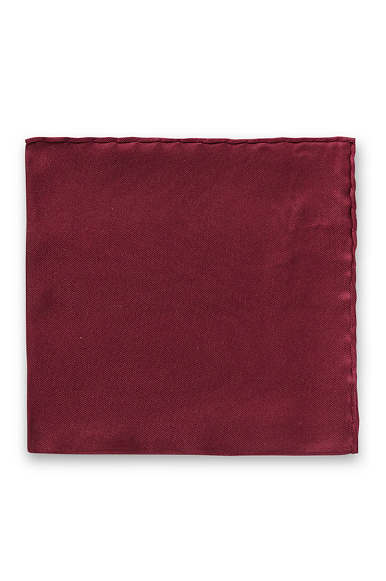 Wine red silk pocket square