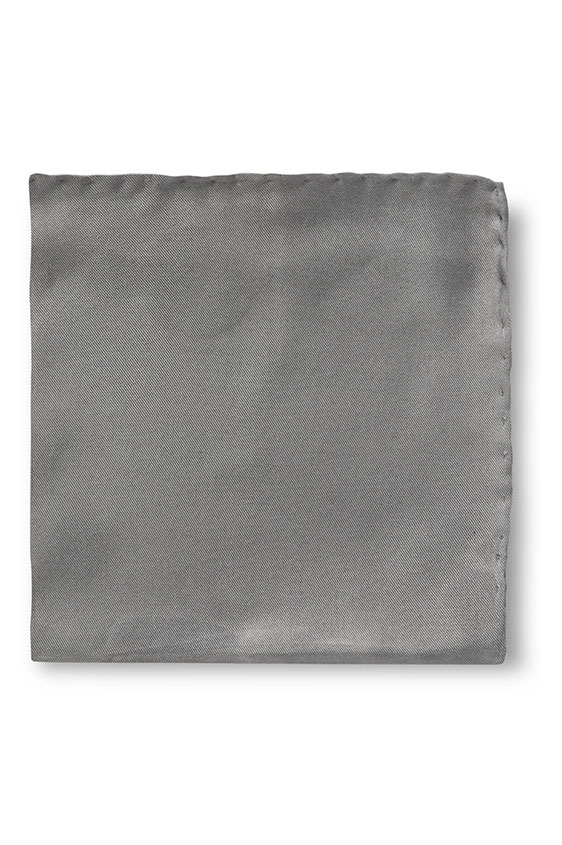 Mid grey silk pocket square