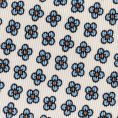 White silk with blue mini-flower print tie