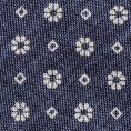 Blue mélange silk with white floral print tie