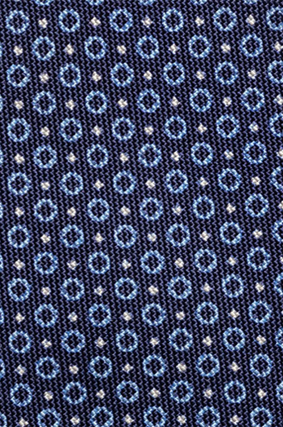Navy silk with blue-white dot print tie