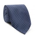 Navy silk with blue-white dot print tie