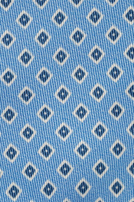 Sky blue silk with blue diamond print tie