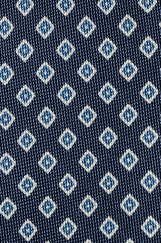 Navy silk with blue diamond print tie
