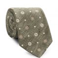 Forest green silk-linen jacquard with dots-flowers tie
