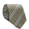 Light green mélange silk with blue stripes tie