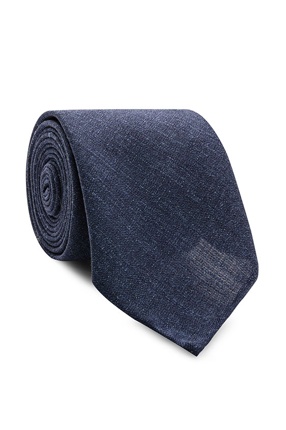 Neapolitan blue textured linen-wool-silk tie