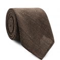 Chocolate brown textured linen-wool-silk