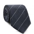 Navy linen-wool-silk with pinstripe tie