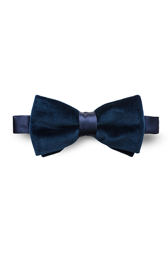 Mid blue velvet bow-tie