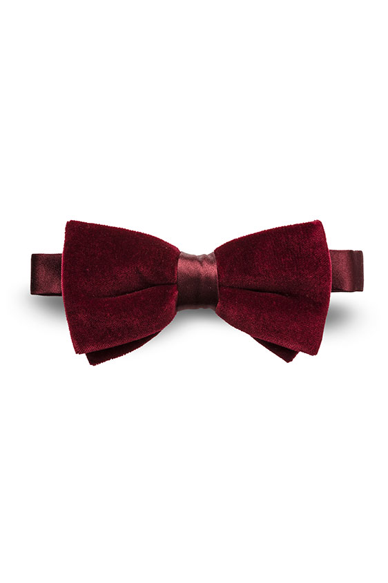 Dark red velvet bow-tie