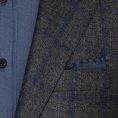 Dark grey wool with blue windowpane suit