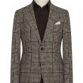 Mixed brown alpaca-wool blend check with windowpane jacket