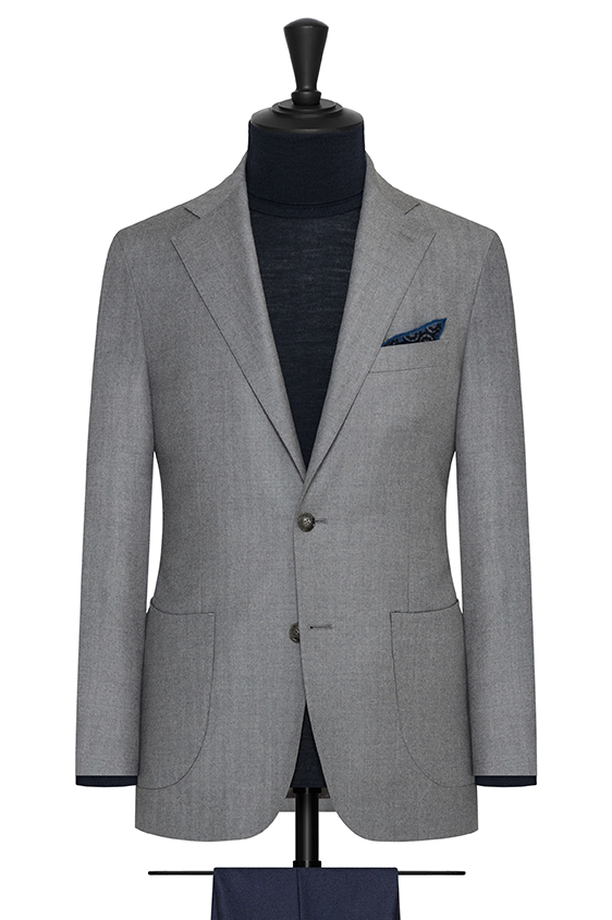 Light grey faux uni s140 wool with subtle herringbone jacket