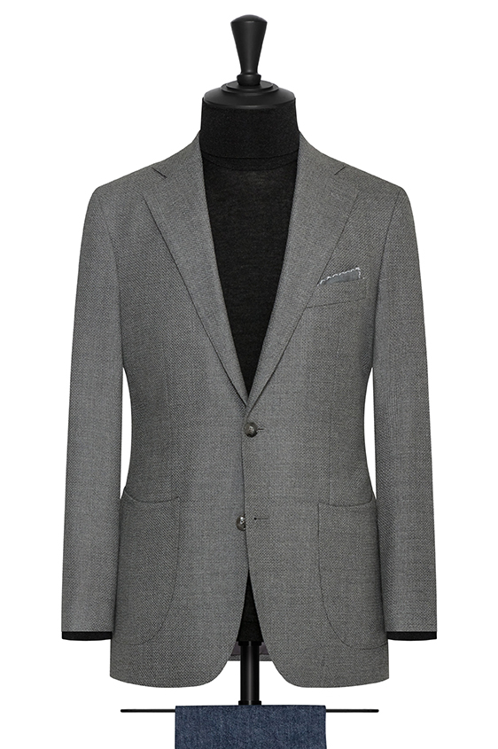 Medium grey s100 wool open-weave jacket
