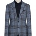 Oxford blue-white wool-silk-cashmere with glencheck jacket