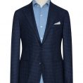 Royal blue wool-silk with houndstooth jacket