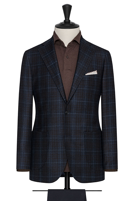 Blue-black wool with brown glencheck jacket