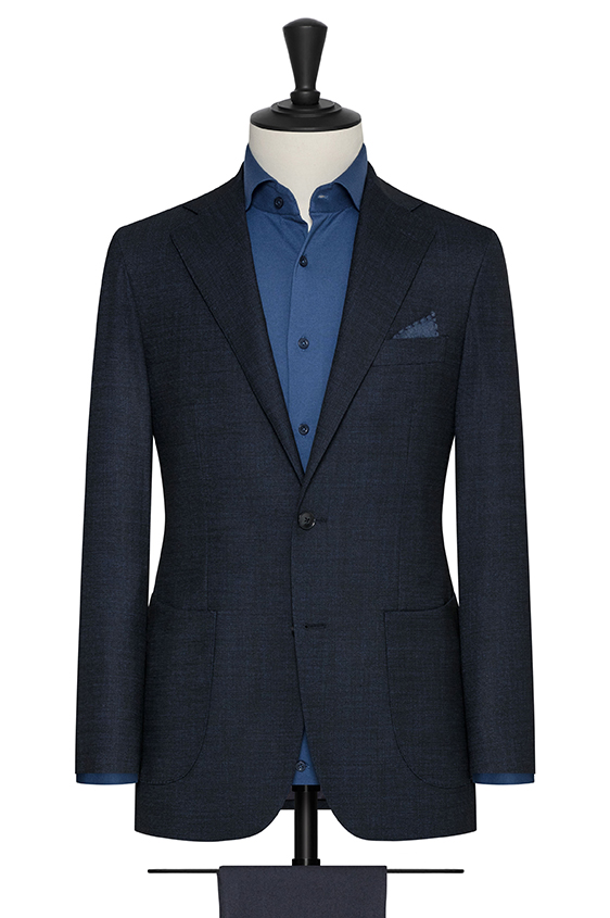 Blue-navy stretch wool blend jacket