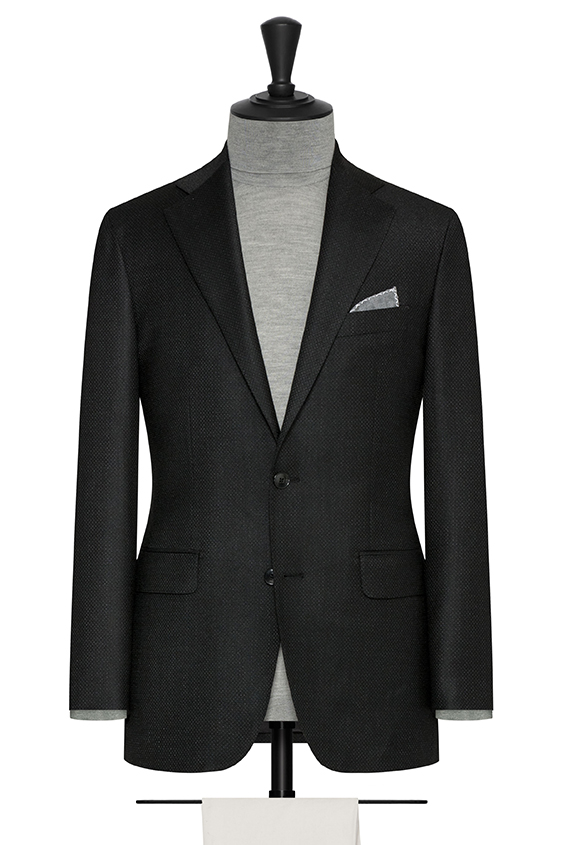 Black speckled stretch wool blend jacket