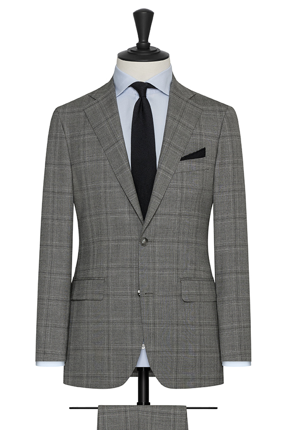 Medium grey s130 wool with black glencheck suit