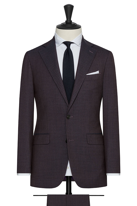Mixed purple-blue s130 mouliné wool suit
