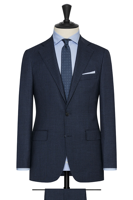 Cobalt blue-black s130 mouliné wool suit