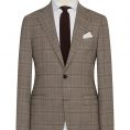 Taupe s130 wool with chocolate glencheck suit